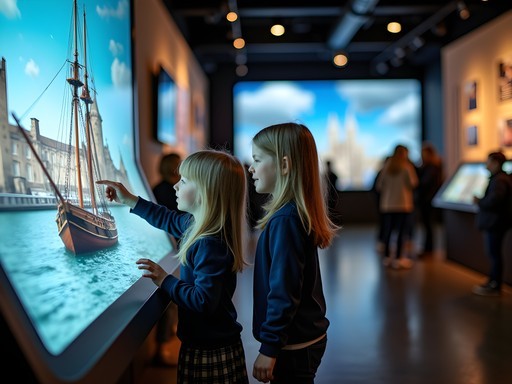 Children engaging with digital interactive exhibits at EPIC Irish Emigration Museum in Dublin