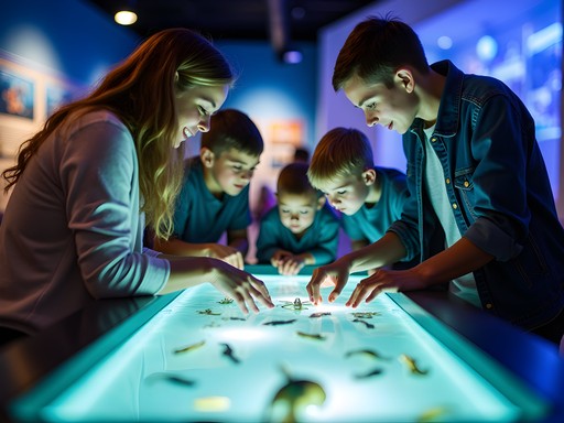 Family exploring interactive exhibits at the National Mississippi River Museum and Aquarium