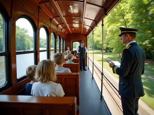 Family enjoying a historic trolley ride at Fox River Trolley Museum