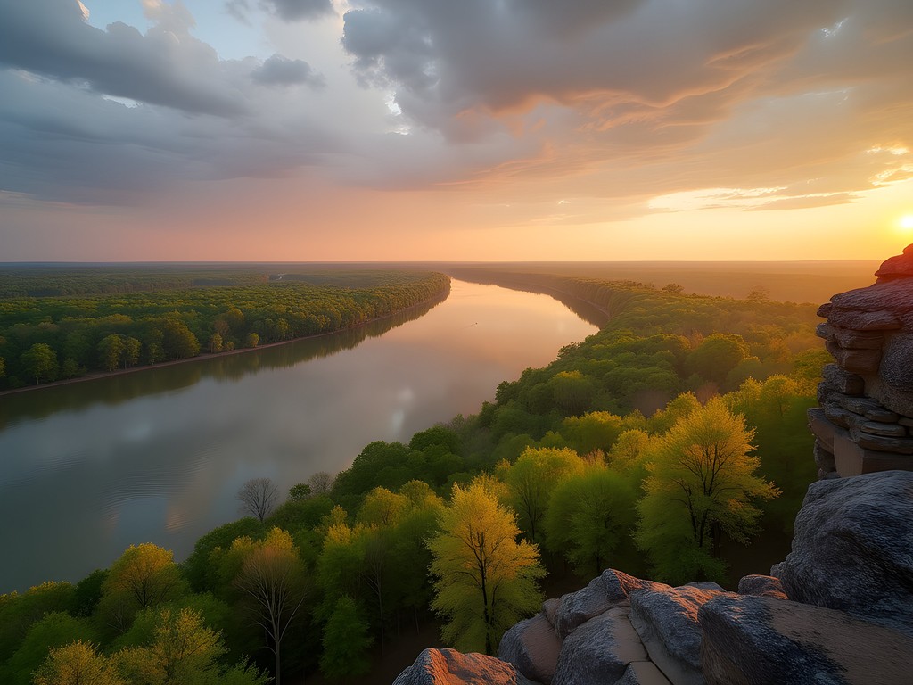 Scenic view of Arkansas and Poteau Rivers confluence from Belle Point