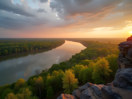 Scenic view of Arkansas and Poteau Rivers confluence from Belle Point