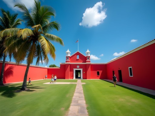 Family exploring the historic Fort Frederik in Frederiksted, St. Croix