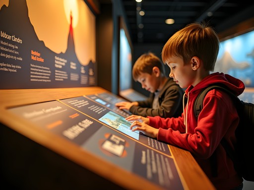 Children engaging with interactive historical exhibits at Madeira Story Centre