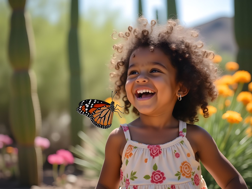 Family exploring the Desert Botanical Garden in Glendale Arizona