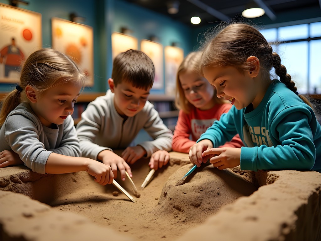 Children exploring interactive exhibits at Glendale Public Library Discovery Center
