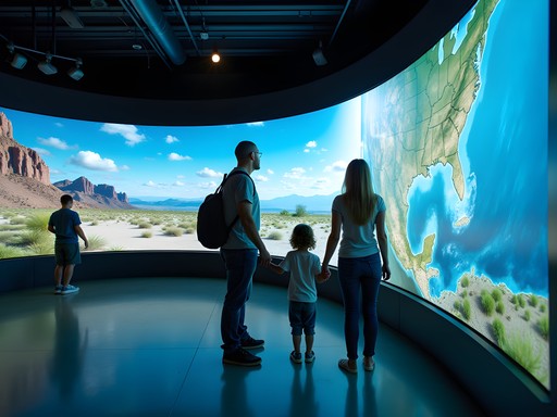 Family exploring interactive weather exhibit at Arizona Science Center