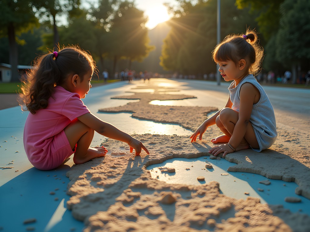 Children exploring the giant Relief Map of Guatemala in Minerva Park, Guatemala City