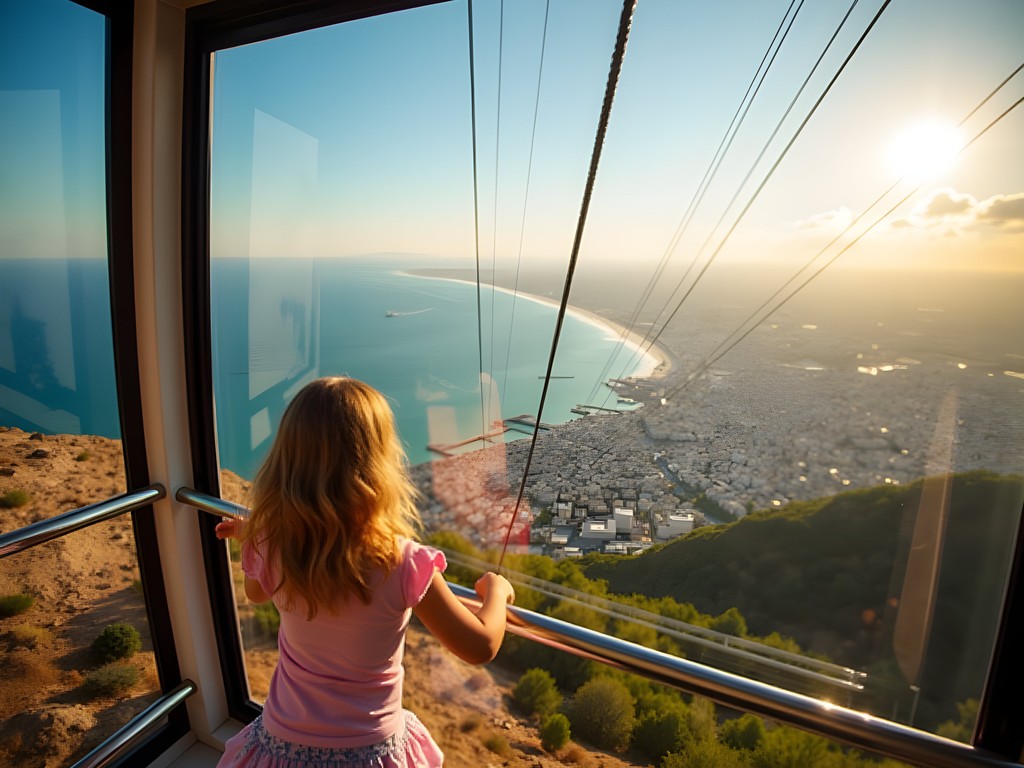 Panoramic view from Haifa Cable Car showing the city and Mediterranean coastline