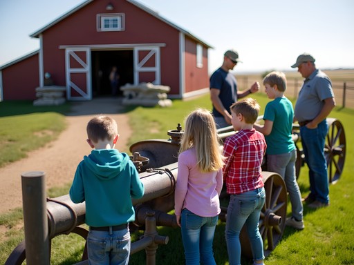 Children participating in hands-on agricultural history activities at Prairie Loft Center