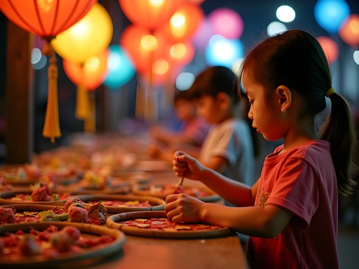 Children participating in a traditional lantern making workshop in Hoi An