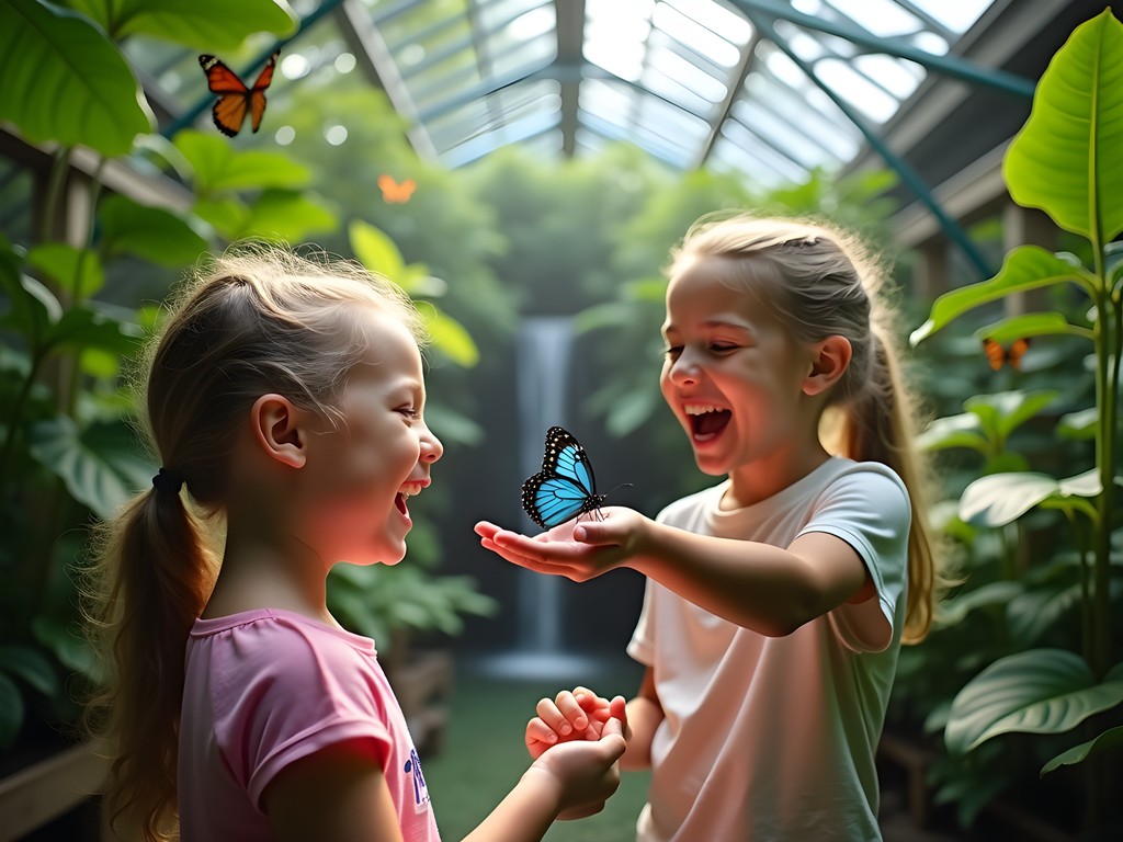 Children watching butterflies in the Cockrell Butterfly Center