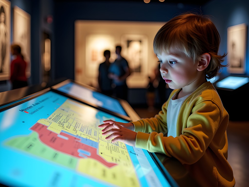 Child exploring interactive exhibits at Harry S. Truman Presidential Library in Independence Missouri
