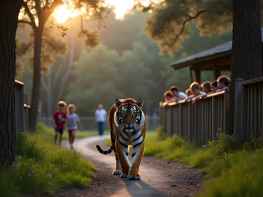 Family observing tiger at Catty Shack Ranch Wildlife Sanctuary in Jacksonville