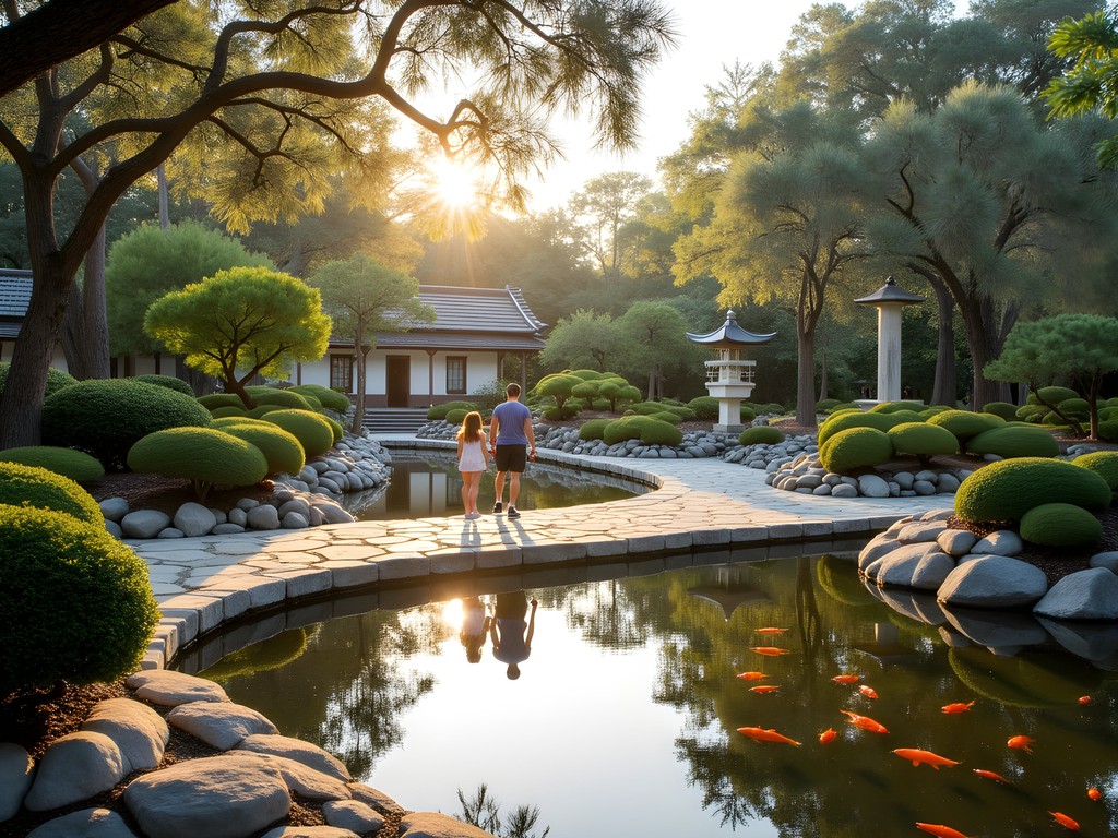 Family exploring Japanese garden at Cummer Museum Jacksonville