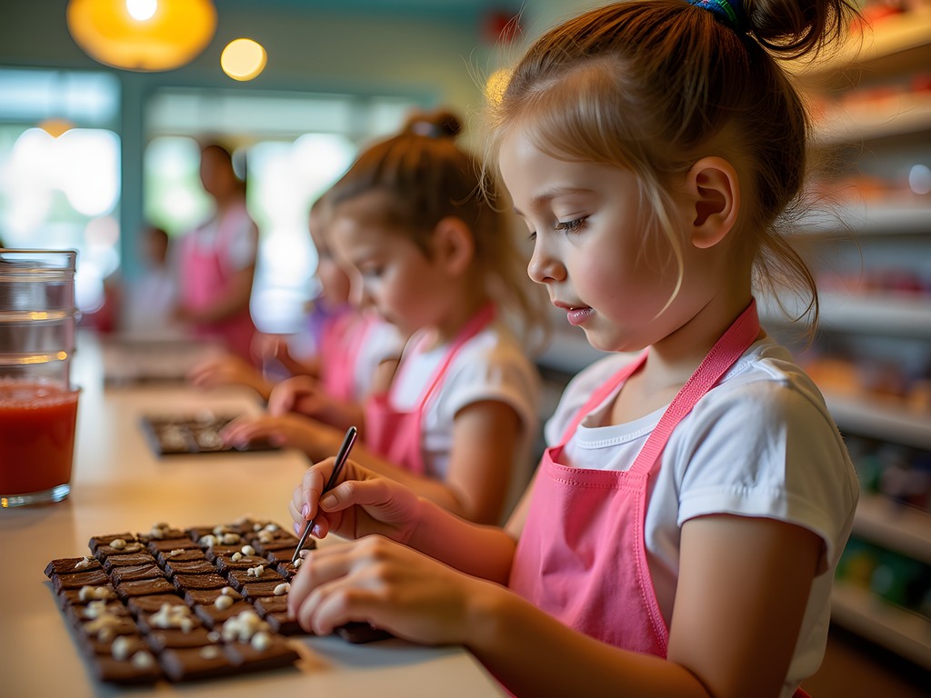 Children making custom chocolate bars at Sweet Pete's Candy in Jacksonville