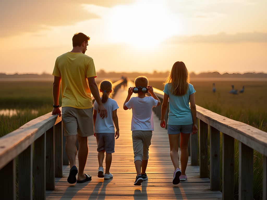 Family wildlife watching at Timucuan Ecological Preserve in Jacksonville