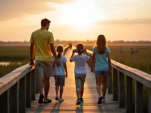 Family wildlife watching at Timucuan Ecological Preserve in Jacksonville