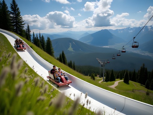 Family enjoying summer activities at Whitefish Mountain Resort with scenic mountain views