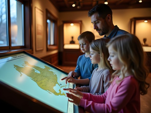 Family engaging with interactive Civil War exhibit at Kenosha's Civil War Museum