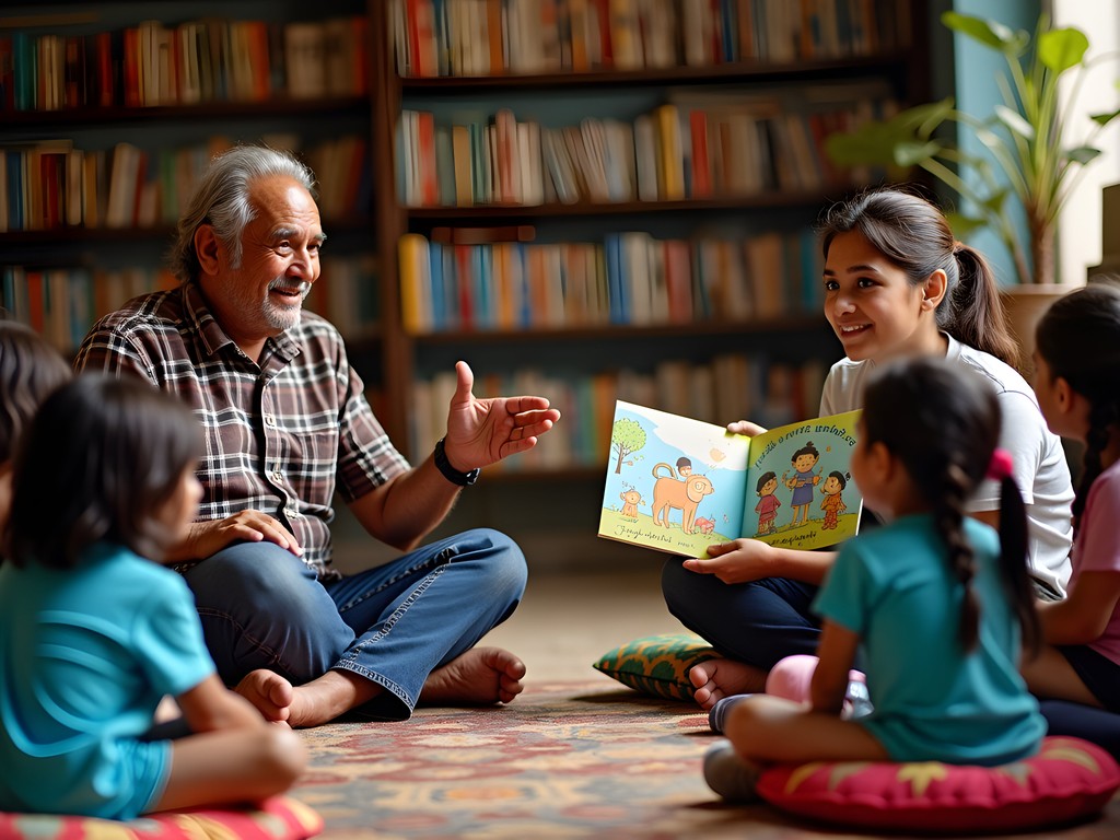 Children's storytelling session at Biblioteca Infantil Rincón de Luz in Lambaré