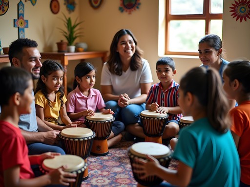 Children learning traditional candombe drumming at Casa de la Cultura in Las Piedras