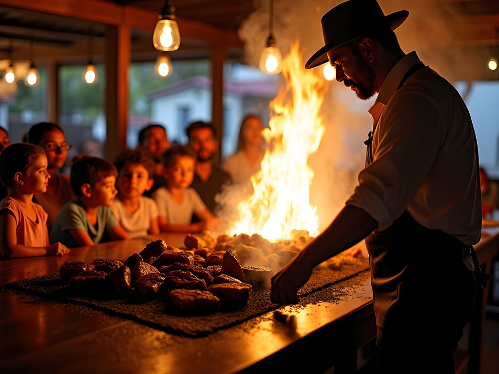 Family enjoying traditional Uruguayan asado barbecue at Parrilla El Hornero in Las Piedras