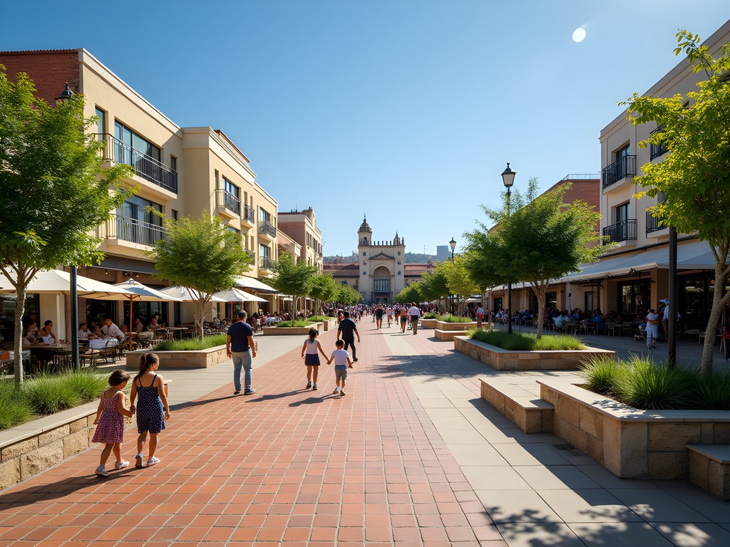 Families enjoying Plaza Artigas in Las Piedras with sustainable urban design elements
