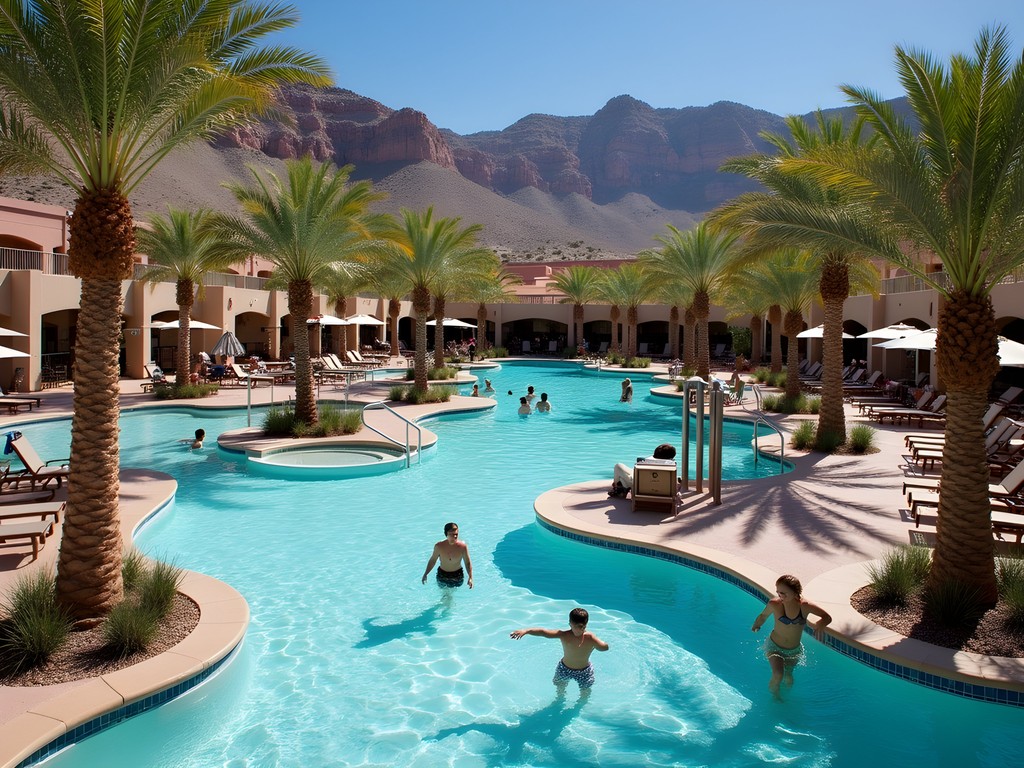 Family-friendly pool area at Red Rock Casino Resort near Las Vegas