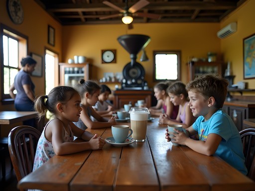 Family enjoying traditional coffee experience at Maroon Coffee Collective in Lelydorp
