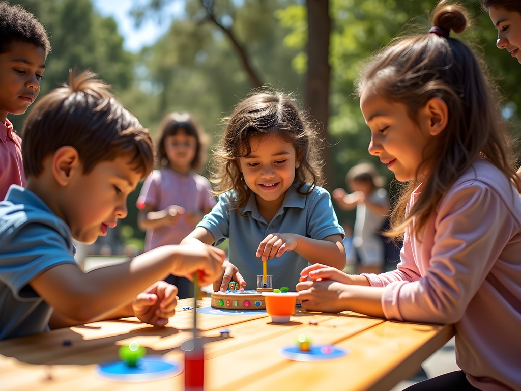 Children experimenting with interactive physics exhibits at Kidspace Museum in Pasadena
