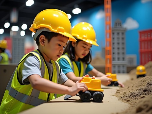 Children role-playing as engineers at Kidzania Manila
