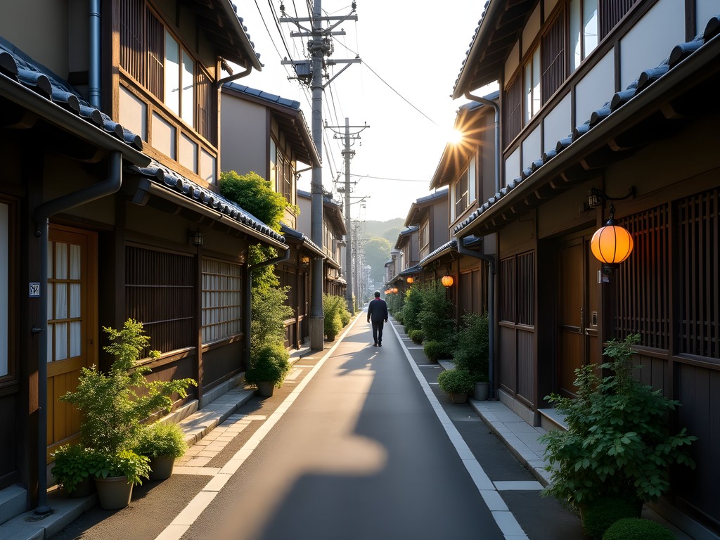 Family exploring the traditional merchant streets of Naramachi in Nara