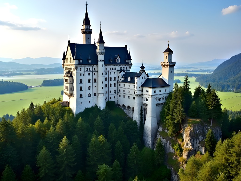 Neuschwanstein Castle in morning light with fewer crowds