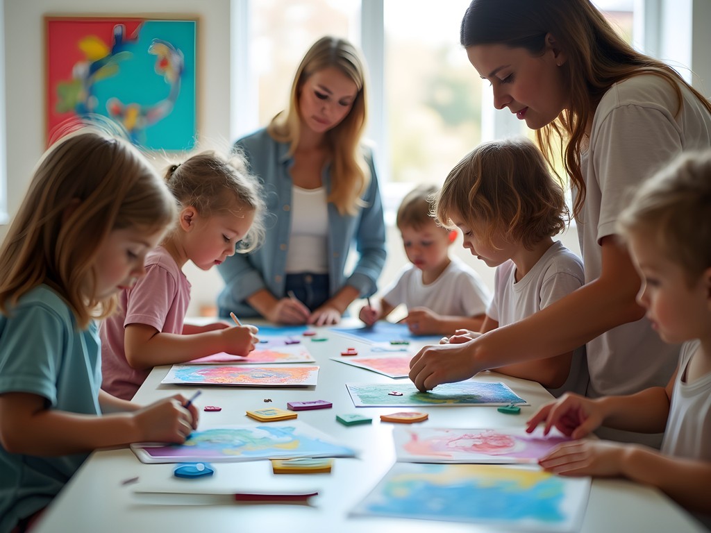 Children participating in art workshop at Newcastle Art Gallery