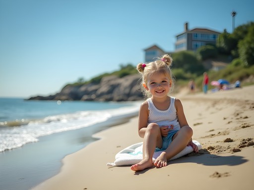 Family enjoying a sunny day at Easton's Beach in Newport