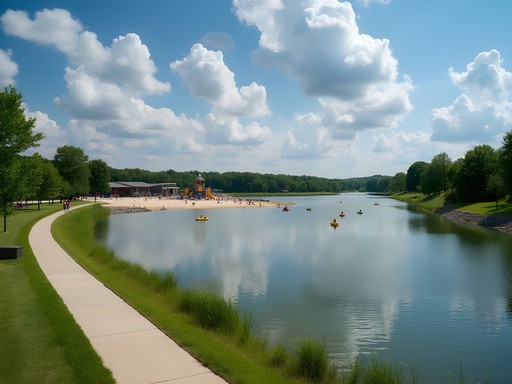 Family enjoying recreational activities at renovated Lake Olathe Park