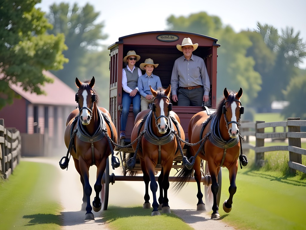 Family enjoying a historic stagecoach ride at Mahaffie Stagecoach Stop in Olathe, Kansas