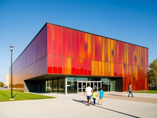 Striking colorful exterior of the Museum at Prairie Fire in Overland Park near Olathe