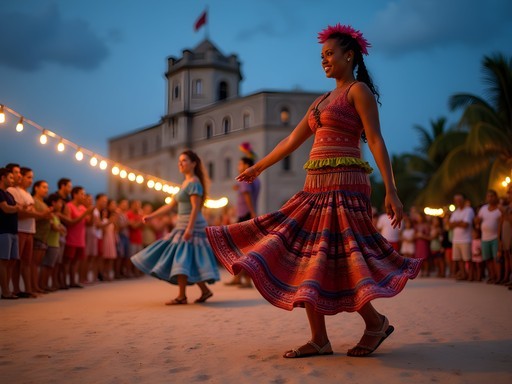 Colorful Bon Bini Festival performers at Fort Zoutman in Oranjestad, Aruba