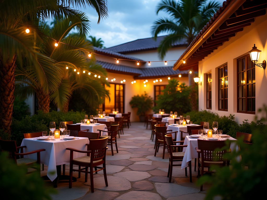 Garden dining area at Papiamento Restaurant in Aruba