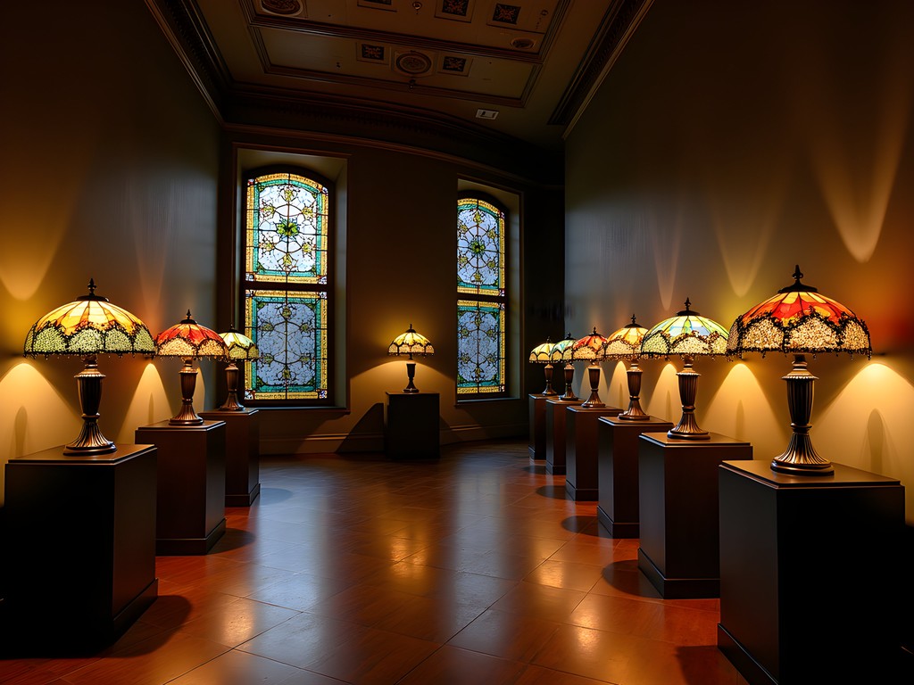 Family admiring Tiffany glass exhibits at Charles Hosmer Morse Museum in Winter Park