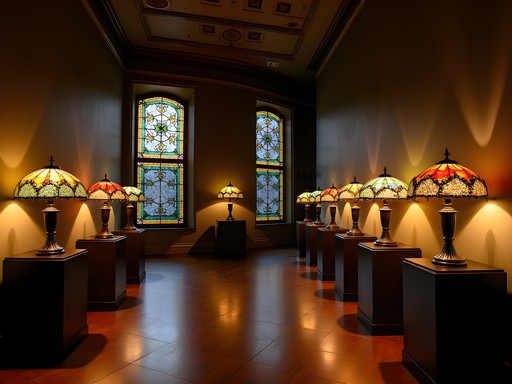 Family admiring Tiffany glass exhibits at Charles Hosmer Morse Museum in Winter Park