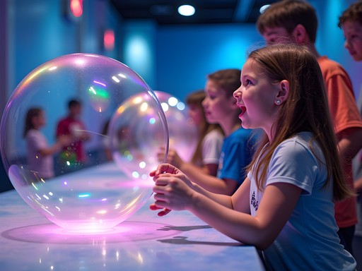 Child creating giant bubbles at WonderWorks bubble lab in Orlando