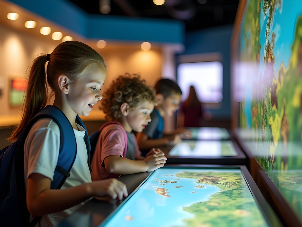 Children interacting with hands-on exhibits at the Delaware Museum of Nature & Science