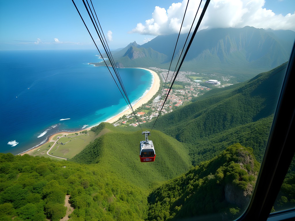 Panoramic view of Puerto Plata coastline from the Teleferico Cable Car