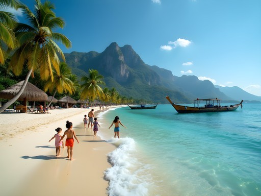 Family enjoying the crescent-shaped Mismaloya Beach near Puerto Vallarta