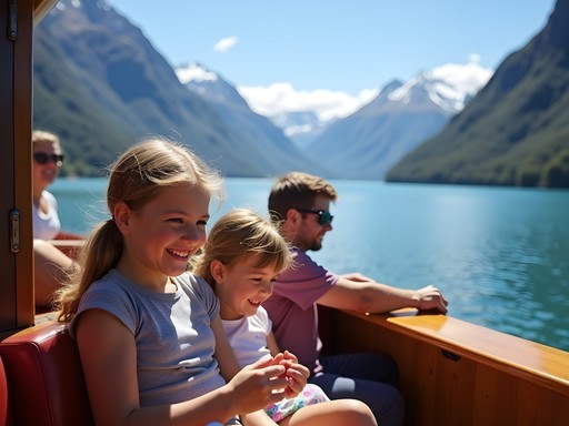 Family enjoying vintage steamship cruise on Lake Wakatipu