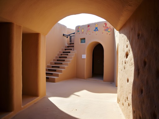 Children exploring reconstructed kiva at Coronado Historic Site near Rio Rancho