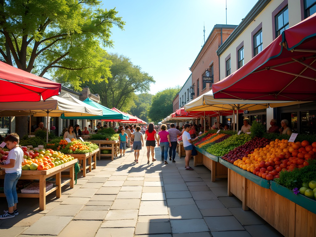 Family shopping for fresh produce at The Pearl Farmers Market in San Antonio