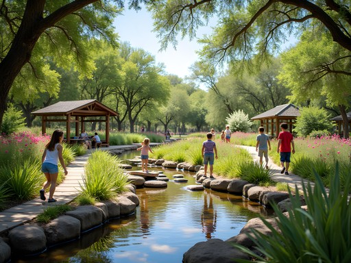 Children playing in the Family Adventure Garden at San Antonio Botanical Garden